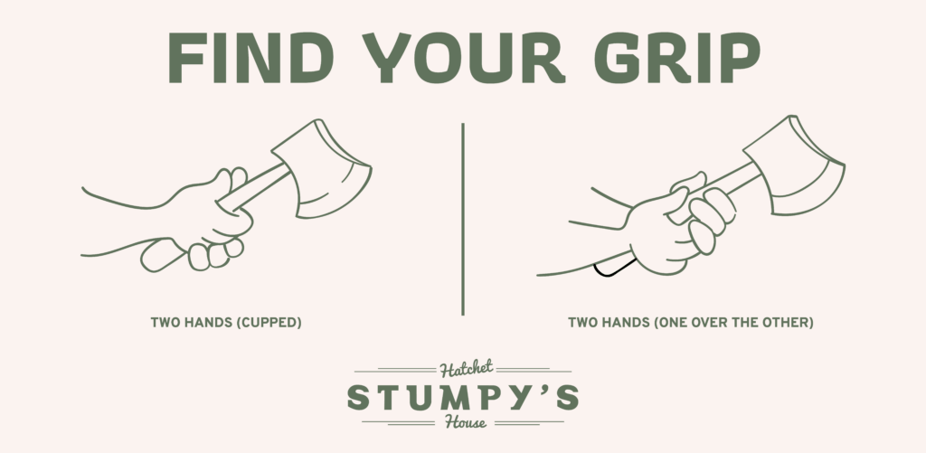 Find Your Axe Throwing Grip - Two Hands Cupped Together or Two Hands One over the Other